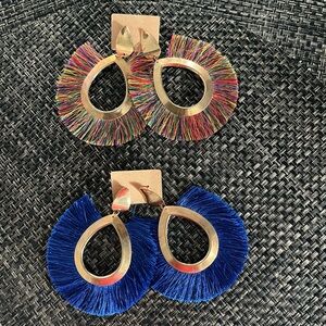 2 Pair Tassel Hoop Earrings